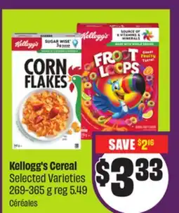 Chalo FreshCo Kellogg's Cereal Selected Varieties 269-365 g offer