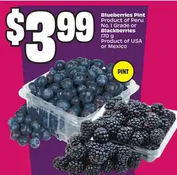 Chalo FreshCo Blueberries Pint Peru Grade Product of No. 1 or Blackberries 170 g Product of USA or Mexico offer