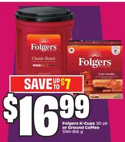 Chalo FreshCo Folgers K-Cups 30 pk or Ground Coffee 544-816 g offer
