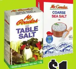 Chalo FreshCo Mr. Goudas Table Salt 1 kg Coarse Salt 750 g offer