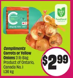 Chalo FreshCo Compliments Carrots or Yellow Onions 3 lb Bag Product of Ontario, Canada No. 1 1.36 kg offer