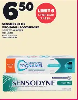 Loblaws SENSODYNE OR PRONAMEL TOOTHPASTE, 110/135ML offer