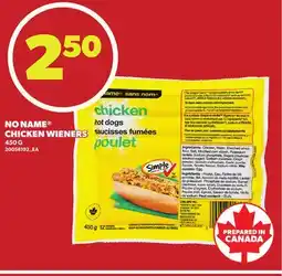 Loblaws NO NAME CHICKEN WIENERS, 450 G offer