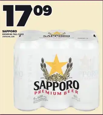 Loblaws SAPPORO, 6X500 ML TALL CANS offer