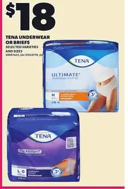 Loblaws TENA UNDERWEAR OR BRIEFS offer