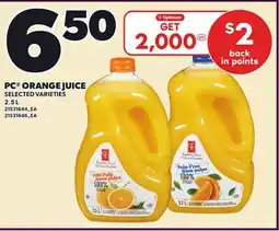 Loblaws PC ORANGE JUICE, 2.5 L offer