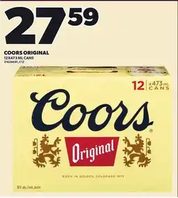 Loblaws COORS ORIGINAL, 12X473ML CANS offer