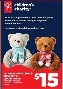 Loblaws 16 PRESIDENT'S CHOICE CHILDREN'S CHARITY BEAR offer