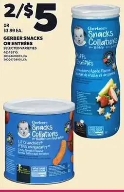 Loblaws GERBER SNACKS OR ENTRÉES, 42-187 G offer