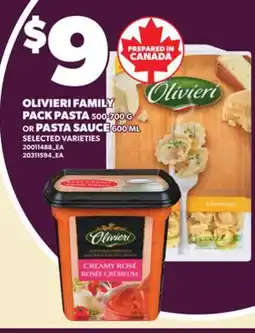 Loblaws OLIVIERI FAMILY PACK PASTA, 500-700 G OR PASTA SAUCE, 600 ML offer