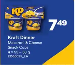 Loblaws KRAFT DINNER MACARONI & CHEESE SNACK CUPS, 4 X 55 - 58 G offer