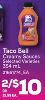 Loblaws TACO BELL CREAMY SAUCES, 354ML offer