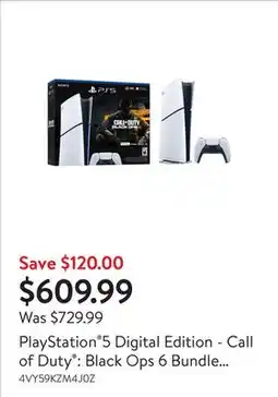 Walmart PlayStation 5 Digital Edition - Call of Duty : Black Ops 6 Bundle (model group – slim) offer