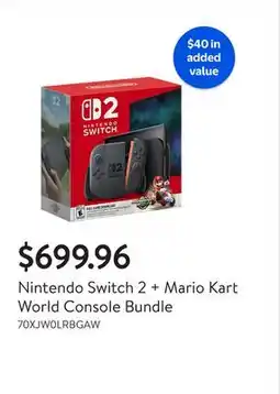 Walmart $40 Bundle Value! Nintendo Switch 2 + Mario Kart World Bundle offer