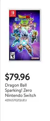 Walmart Dragon Ball Sparking! Zero Nintendo Switch offer