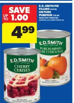 Real Canadian Superstore E. D. SMITH PIE FILLING 540 ML OR PURE PUMPKIN 796 ML offer