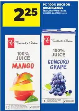 Real Canadian Superstore PC 100% JUICE OR JUICE BLENDS, 1 L offer