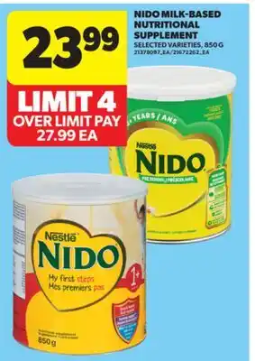 Real Canadian Superstore NIDO MILK-BASED NUTRITIONAL SUPPLEMENT, 850 G offer