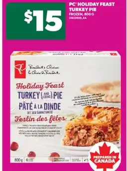 Real Canadian Superstore PC HOLIDAY FEAST TURKEY PIE, 800 G offer
