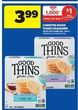 Real Canadian Superstore CHRISTIE GOOD THINS CRACKERS, 100 G offer