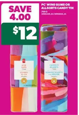 Real Canadian Superstore PC WINE GUMS OR ALLSORTS CANDY TIN, 700 G offer