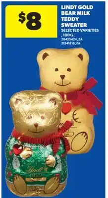 Real Canadian Superstore LINDT GOLD BEAR MILK TEDDY SWEATER, 100 G offer
