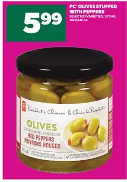 Real Canadian Superstore PC OLIVES STUFFED WITH PEPPERS , 375 ML offer
