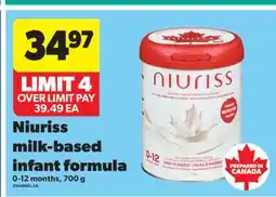 Real Canadian Superstore NIURISS MILK-BASED INFANT FORMULA 0-12 MONTHS, 700 G offer