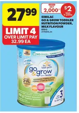 Real Canadian Superstore SIMILAC GO & GROW TODDLER NUTRITION POWDER, MILK FLAVOUR, 850 G offer