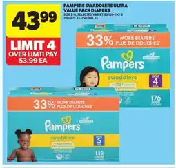 Real Canadian Superstore PAMPERS SWADDLERS ULTRA VALUE PACK DIAPERS, 120-192' S offer