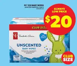 Real Canadian Superstore PC 12X BABY WIPES, 1200' S offer