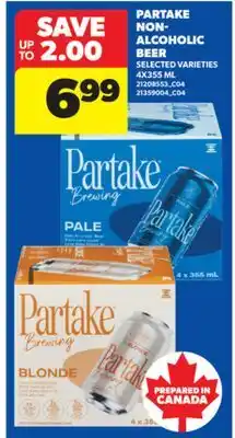 Real Canadian Superstore PARTAKE NON-ALCOHOLIC BEER, 4X355 ML offer