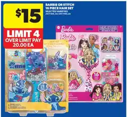 Real Canadian Superstore BARBIE OR STITCH 16 PIECE HAIR SET offer