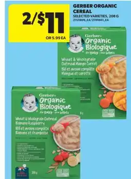 Real Canadian Superstore GERBER ORGANIC CEREAL, 208 G offer