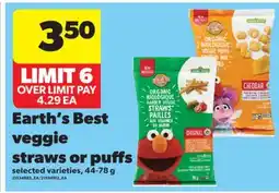 Real Canadian Superstore EARTH'S BEST VEGGIE STRAWS OR PUFFS, 44-78 G offer