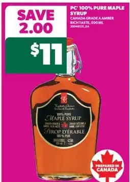 Real Canadian Superstore PC 100% PURE MAPLE SYRUP, 500 ML offer