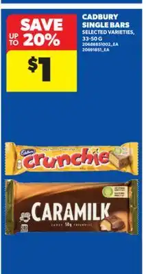 Real Canadian Superstore CADBURY SINGLE BARS, 33-50 G offer