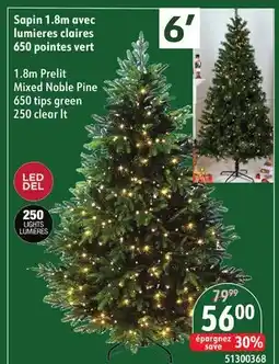 Sushi Shop 1.8m Prelit Mixed Noble Pine 650 tips green 250 clear lt offer