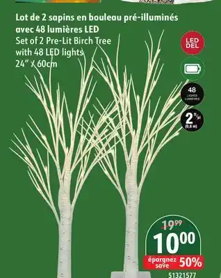 Sushi Shop Set of 2 Pre-Lit Birch Tree with 48 LED lights offer