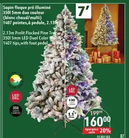 Sushi Shop 2.13m Prelit Flocked Pine Tree 350l 5mm LED Dual Color multi 1407 tips,with foot pedal offer