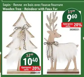 Sushi Shop Wooden Tree - Reindeer with Faux Fur offer