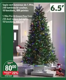 Sushi Shop 1.98m Pre-lit Green Pine Tree, 250 dual-colour led lights, 10 functions, 800 tips 6.5' offer