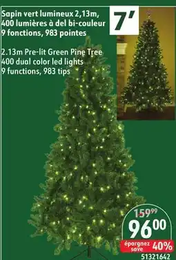 Sushi Shop 2.13m Pre-lit Green Pine Tree 400 dual color led lights 9 functions, 983 tips offer