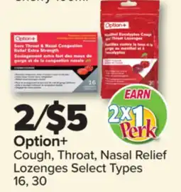 PharmaChoice Option+ Cough, Throat, Nasal Relief Lozenges offer