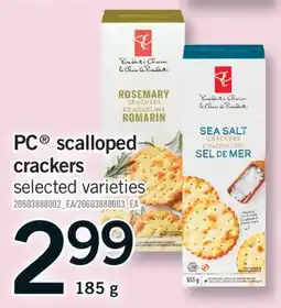 Fortinos PC SCALLOPED CRACKERS, 185 G offer