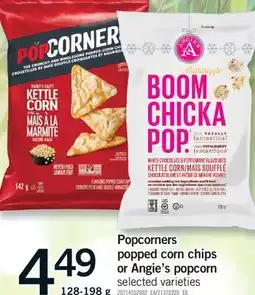 Fortinos POPCORNERS POPPED CORN CHIPS OR ANGIE'S POPCORN, 128-198 G offer
