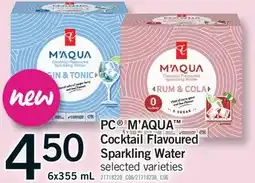 Fortinos PC M'AQUA COCKTAIL FLAVOURED SPARKLING WATER, 6x355 ML offer