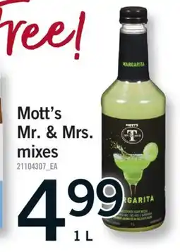 Fortinos MOTT'S MR. & MRS. MIXES, 1 L offer