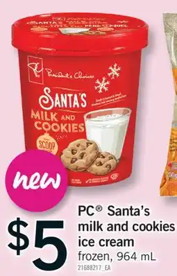 Fortinos PC SANTA'S MILK AND COOKIES ICE CREAM, 964 ML offer