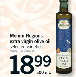Fortinos MONINI REGIONS EXTRA VIRGIN OLIVE OIL, 500 mL offer